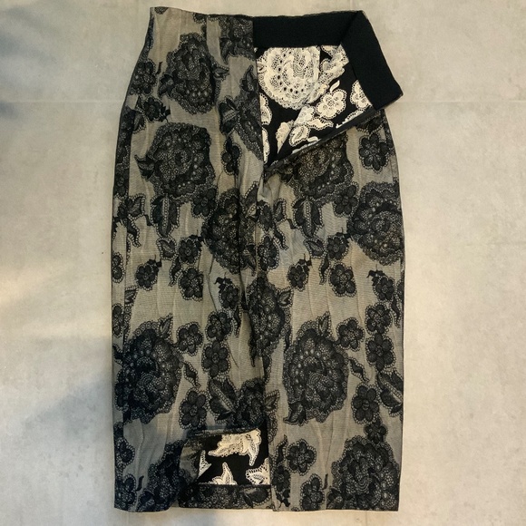 Plein Sud Indie Grunge Floral  Mesh Sharp Pencil Skirt Vamp Chic Black Gray FR38 - Picture 7 of 13